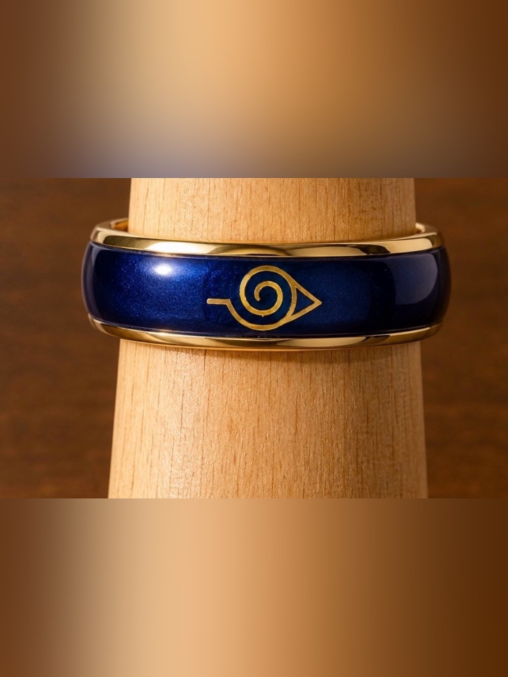 Naruto Blue Green Enamel Spiral Accent Mens Mood Ring Changes Color With Mood !